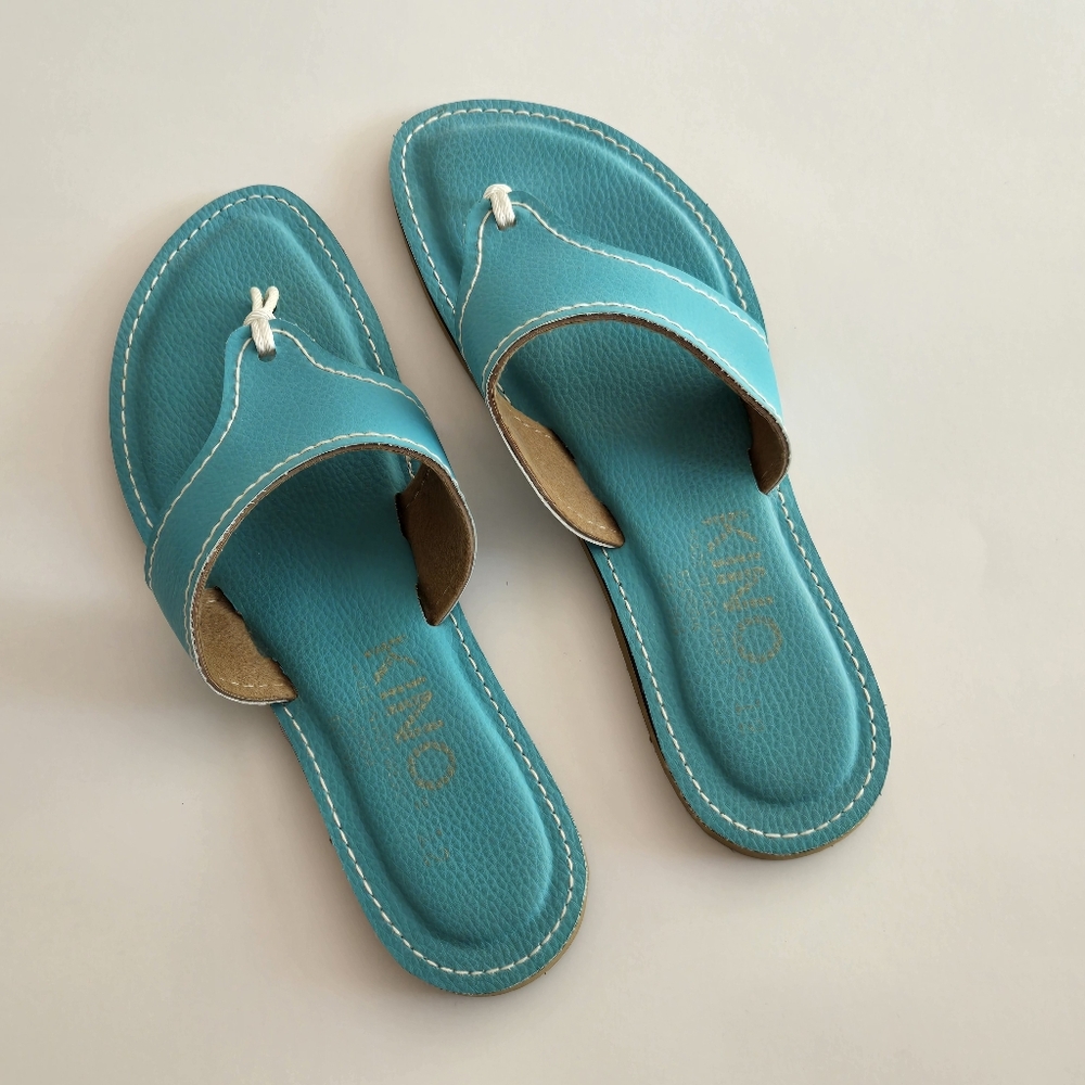 Women's Kino Teal Blue Leather Sandals